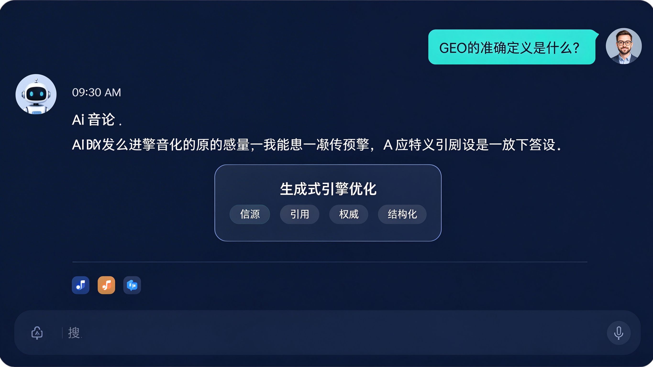 AI对话界面：用户提问