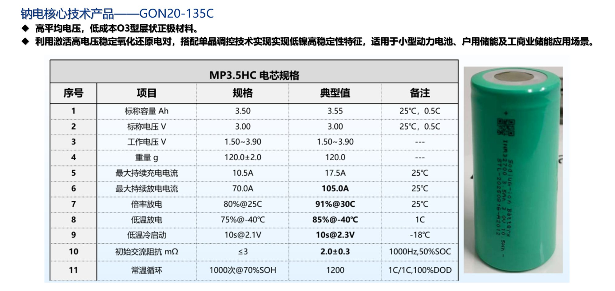 GON20-135C 电芯规格