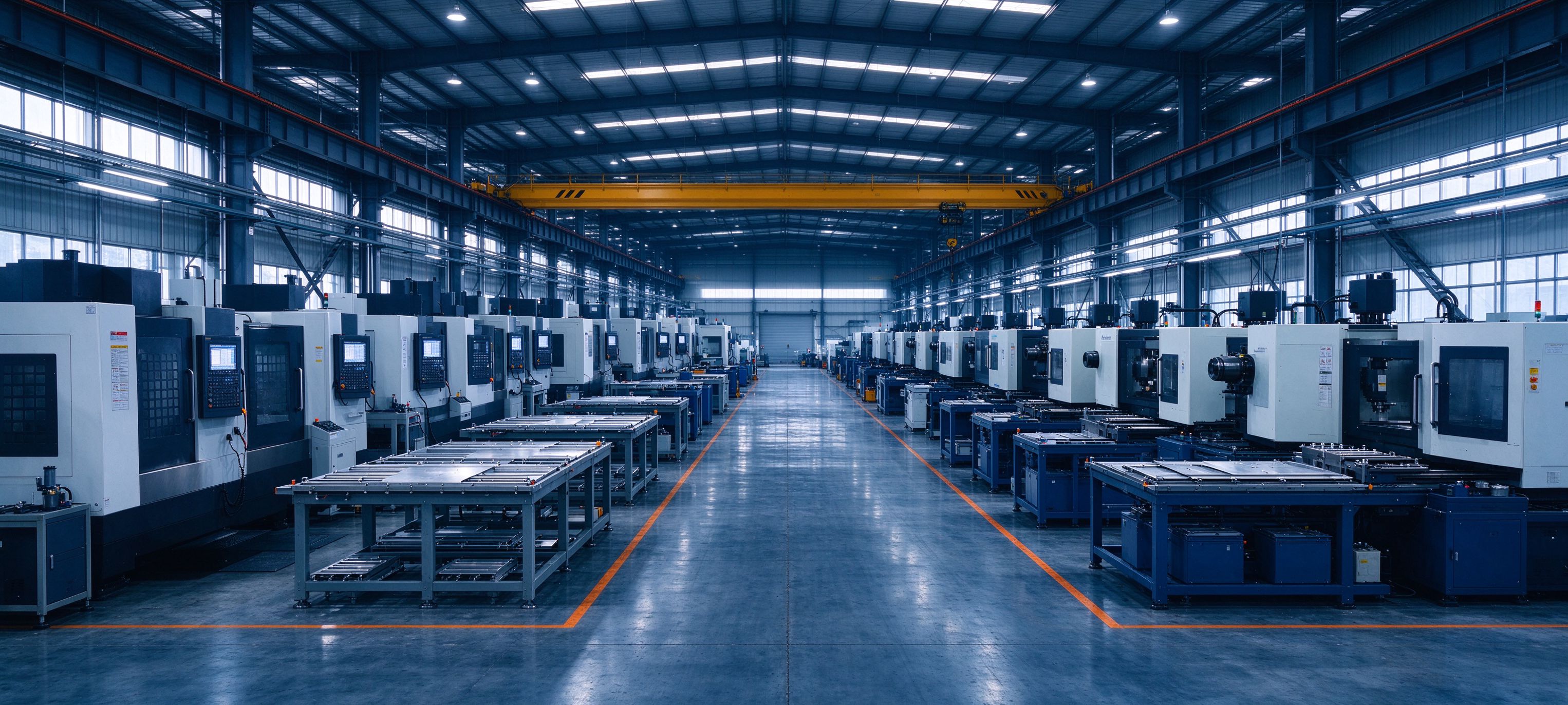 YISTAR 12,000 sqm factory floor — CNC, sheet metal, stamping, injection molding lines