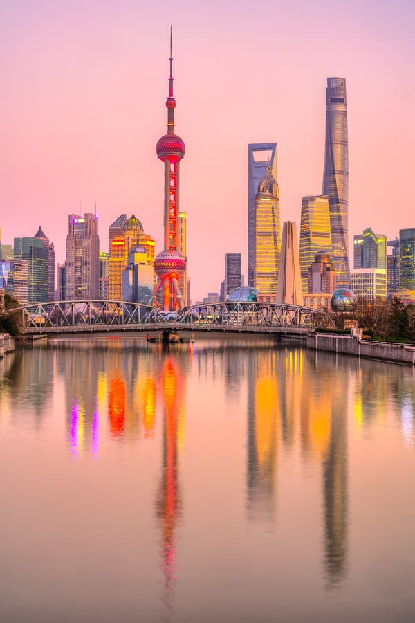 Shanghai skyline at dusk