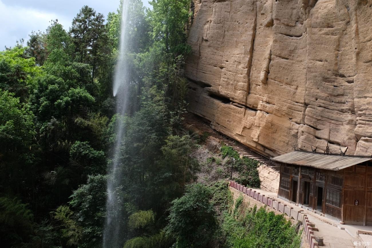The Qinglong Grand Waterfall under the Danxia cliff