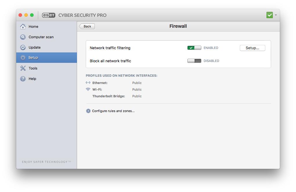 ESET firewall settings