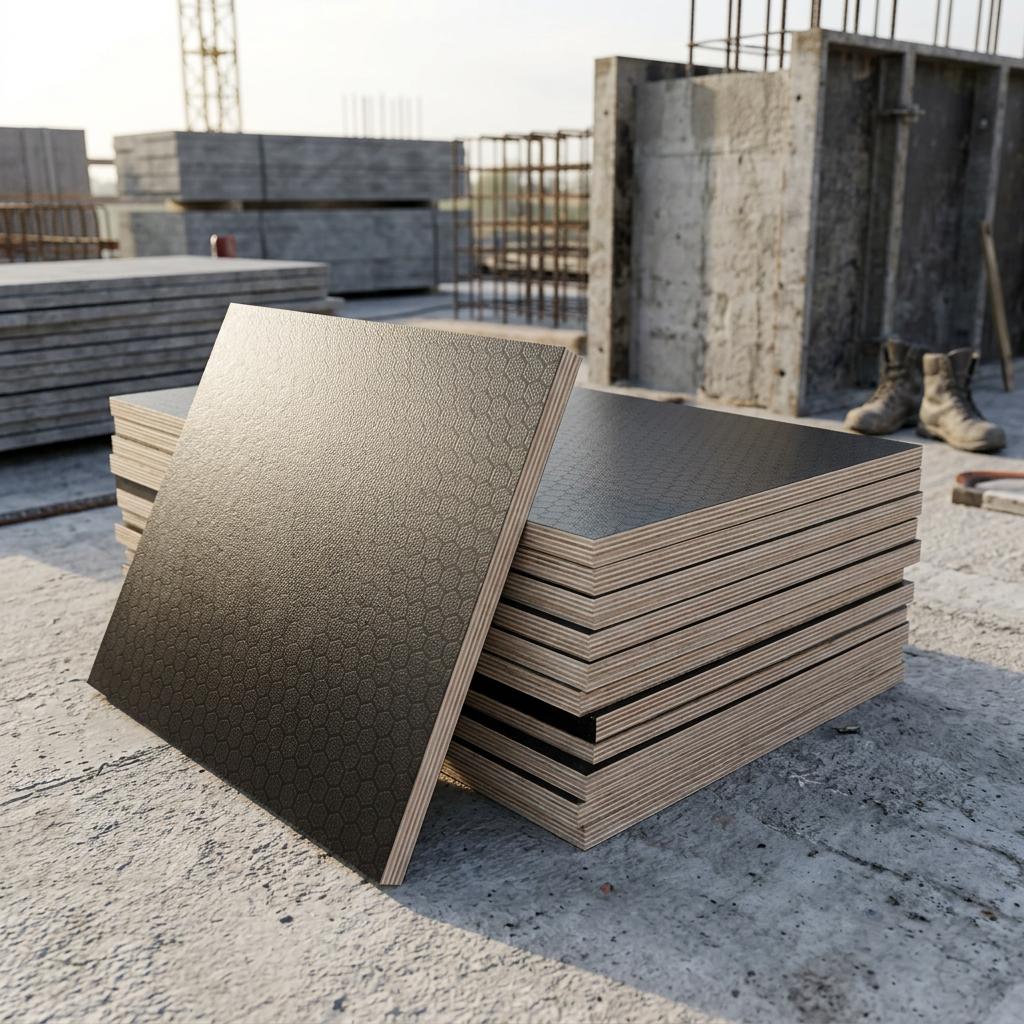 Film faced plywood at construction site