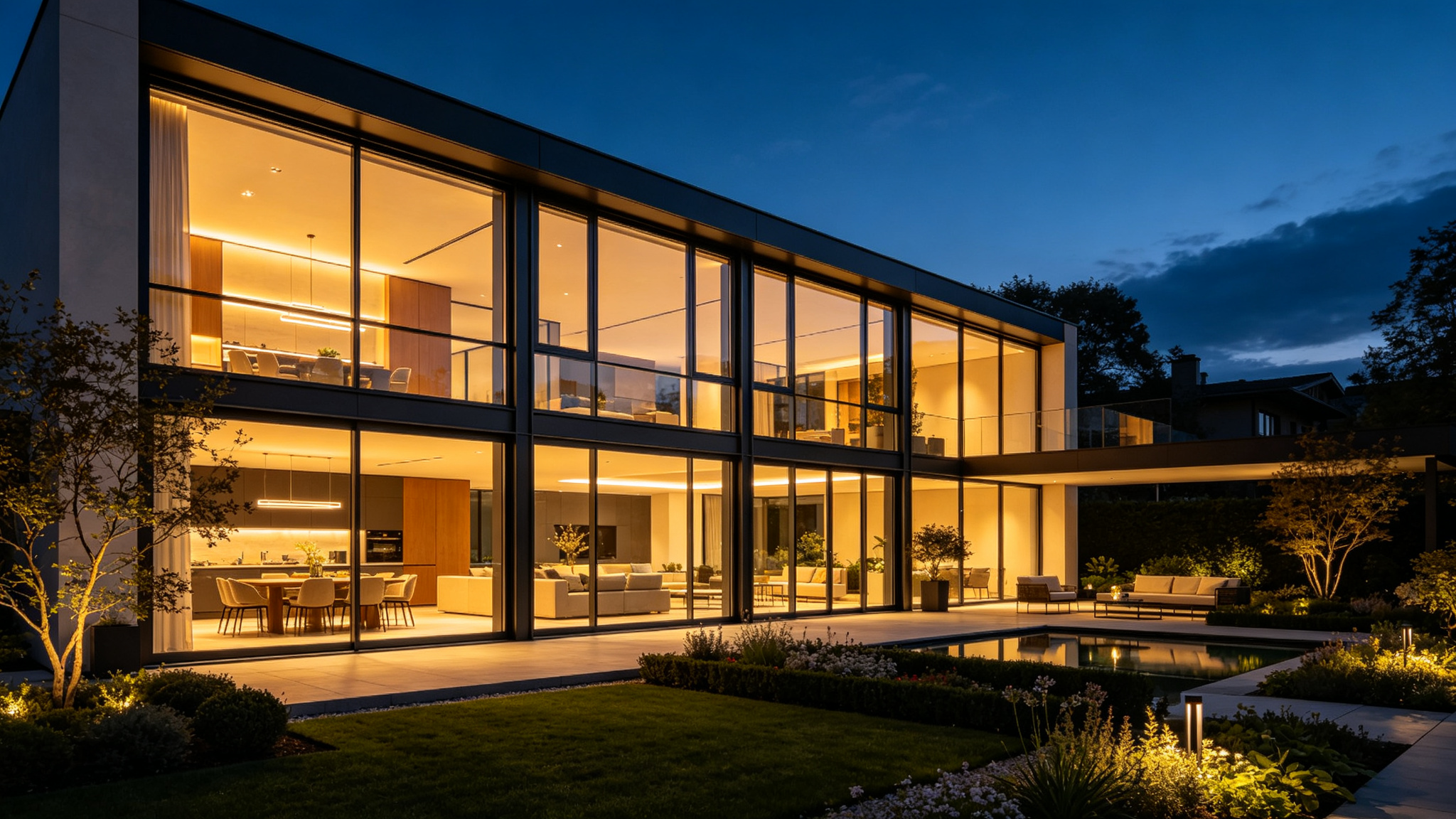 Modern home with premium aluminum system windows by MUJOY