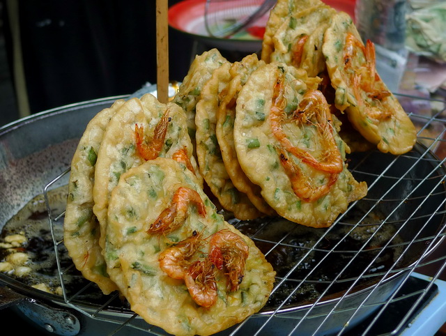 Shrimp cakes and seafood in Beihai