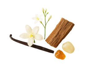 Vanilla, sandalwood and resin scent ingredients