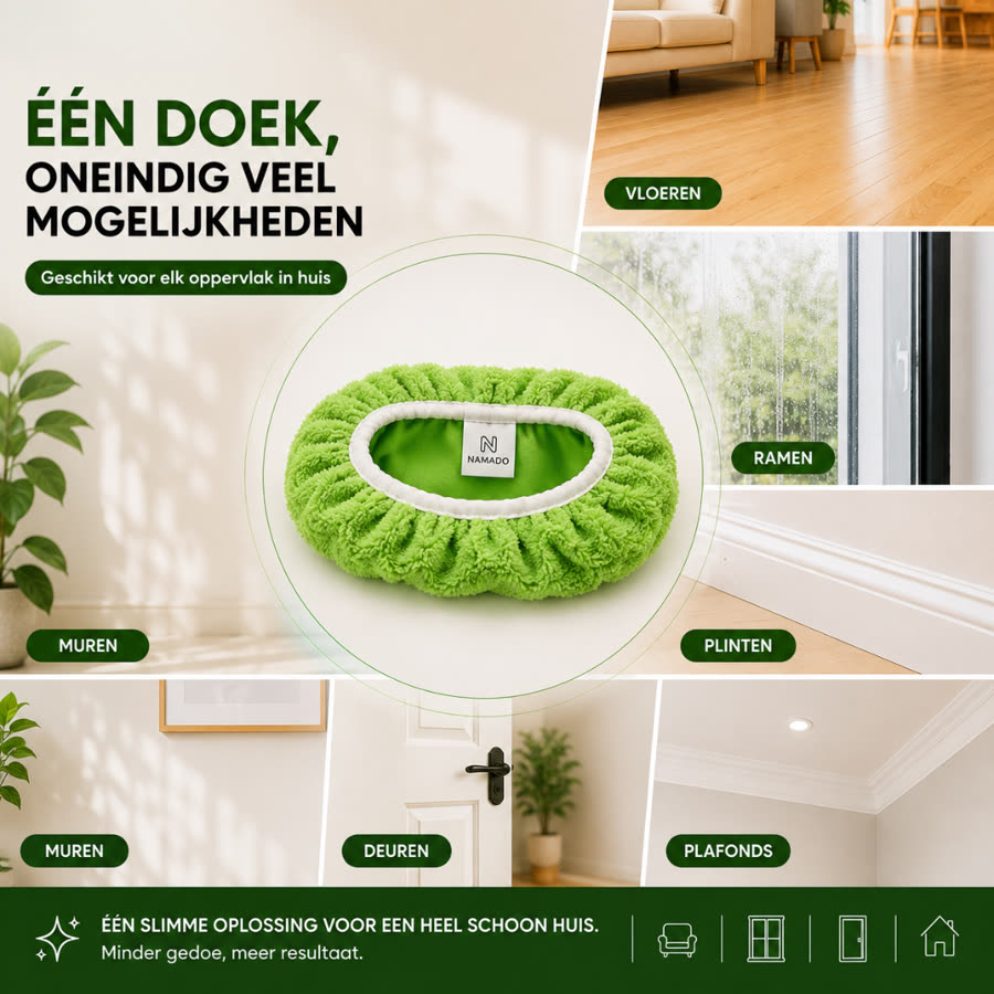 Een doek voor vloeren, ramen, muren, plinten, deuren en plafonds