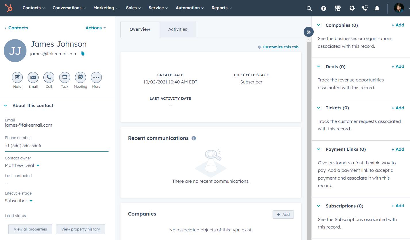 HubSpot contact management
