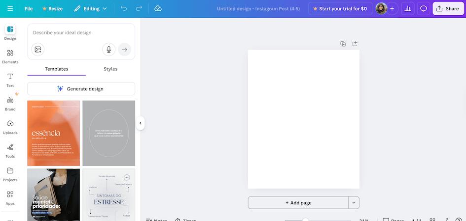 Canva design editor