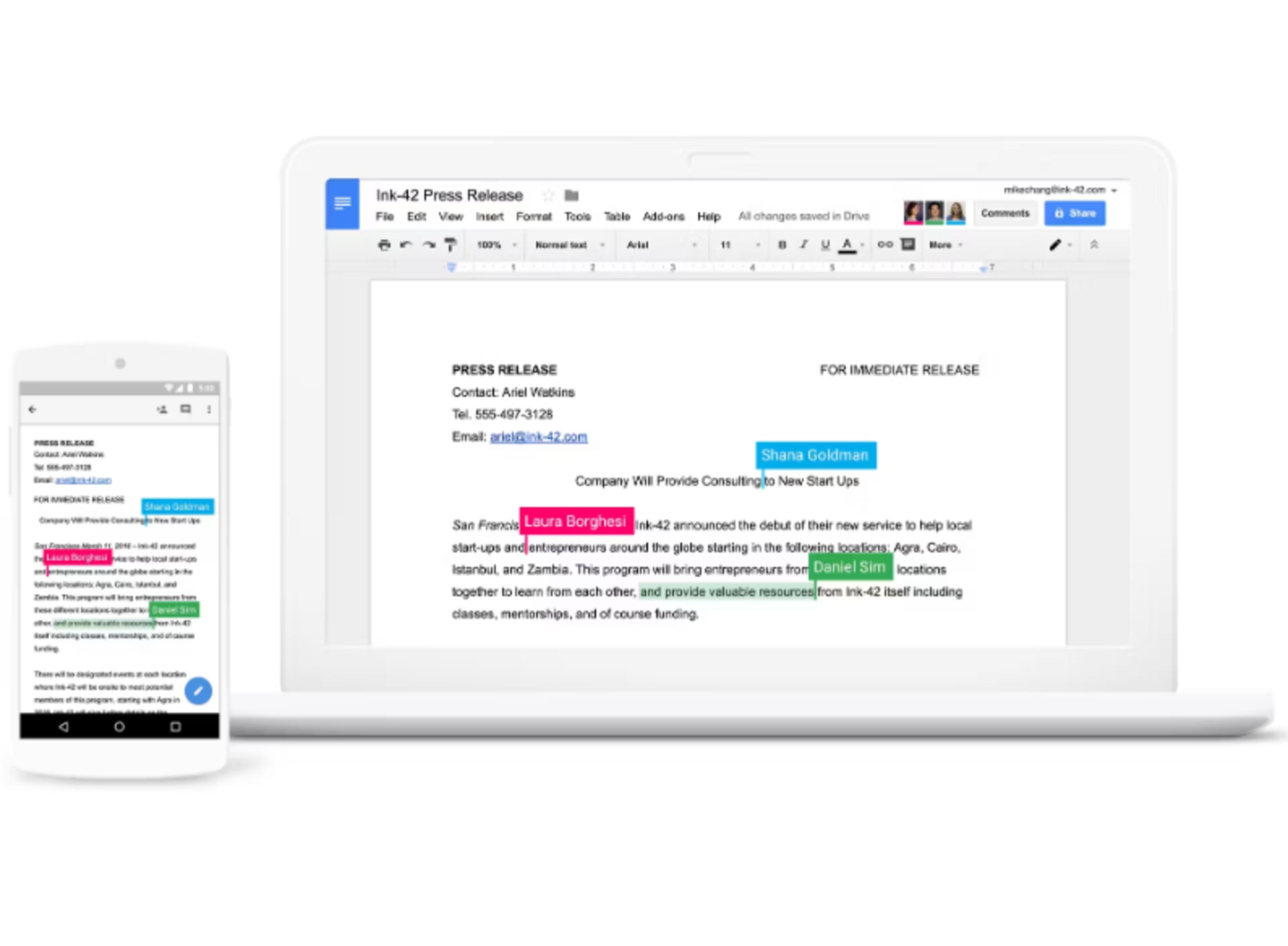 Google Docs real-time collaboration