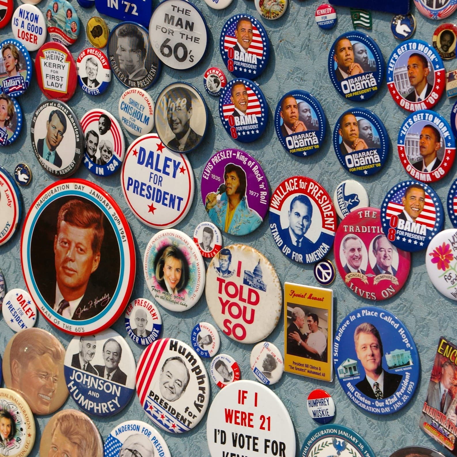 Political campaign buttons and badges collection