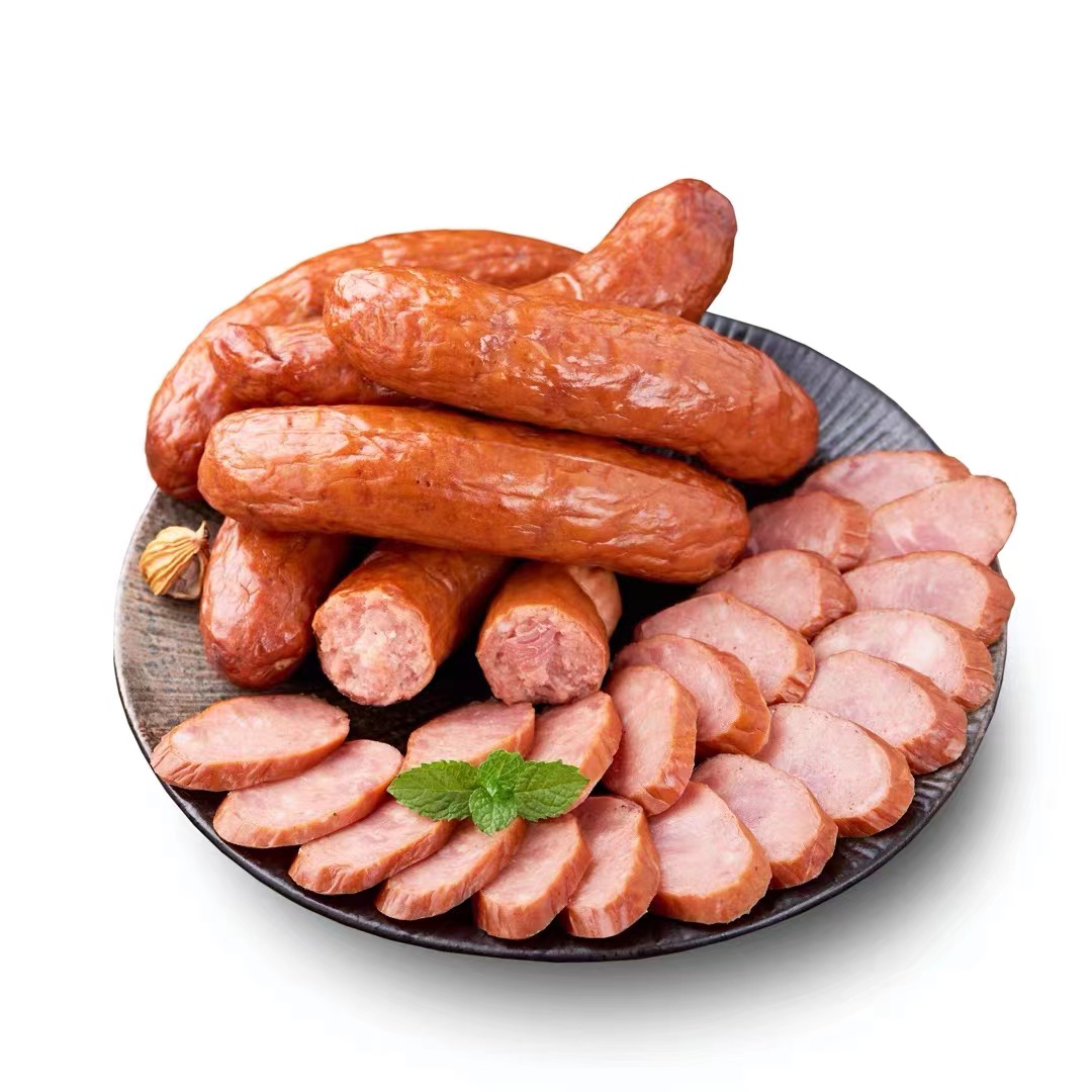 Sliced Harbin red sausage on a plate