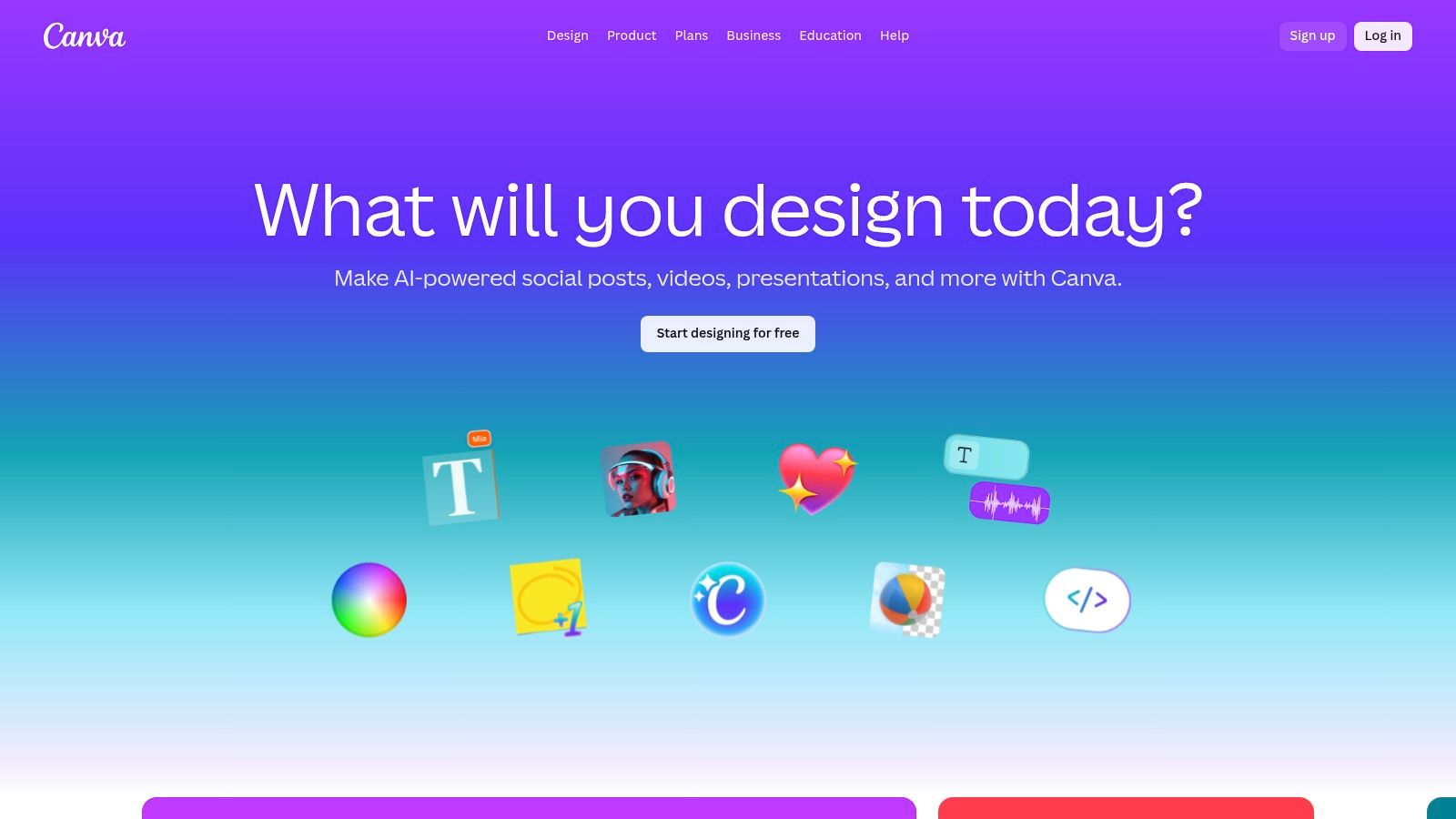Canva home page
