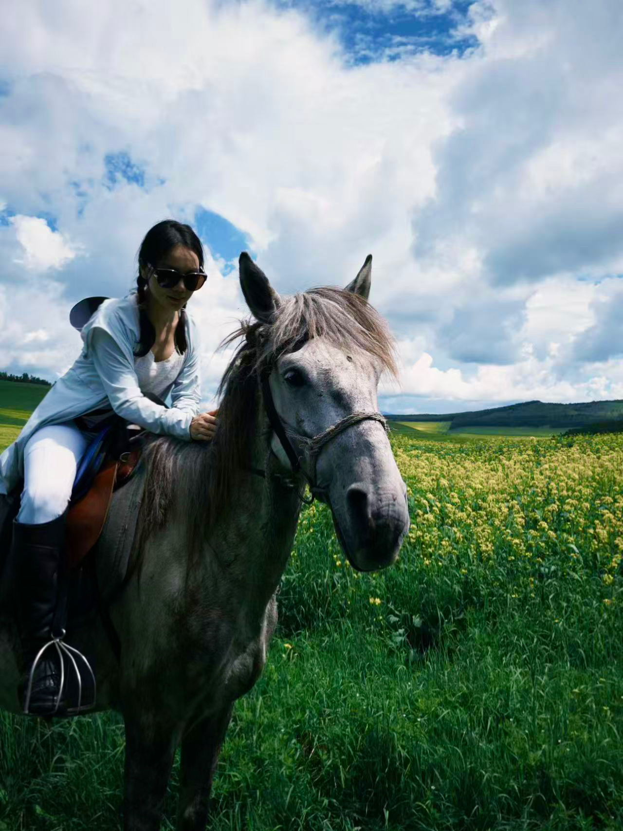 Lumi horse riding in the countryside