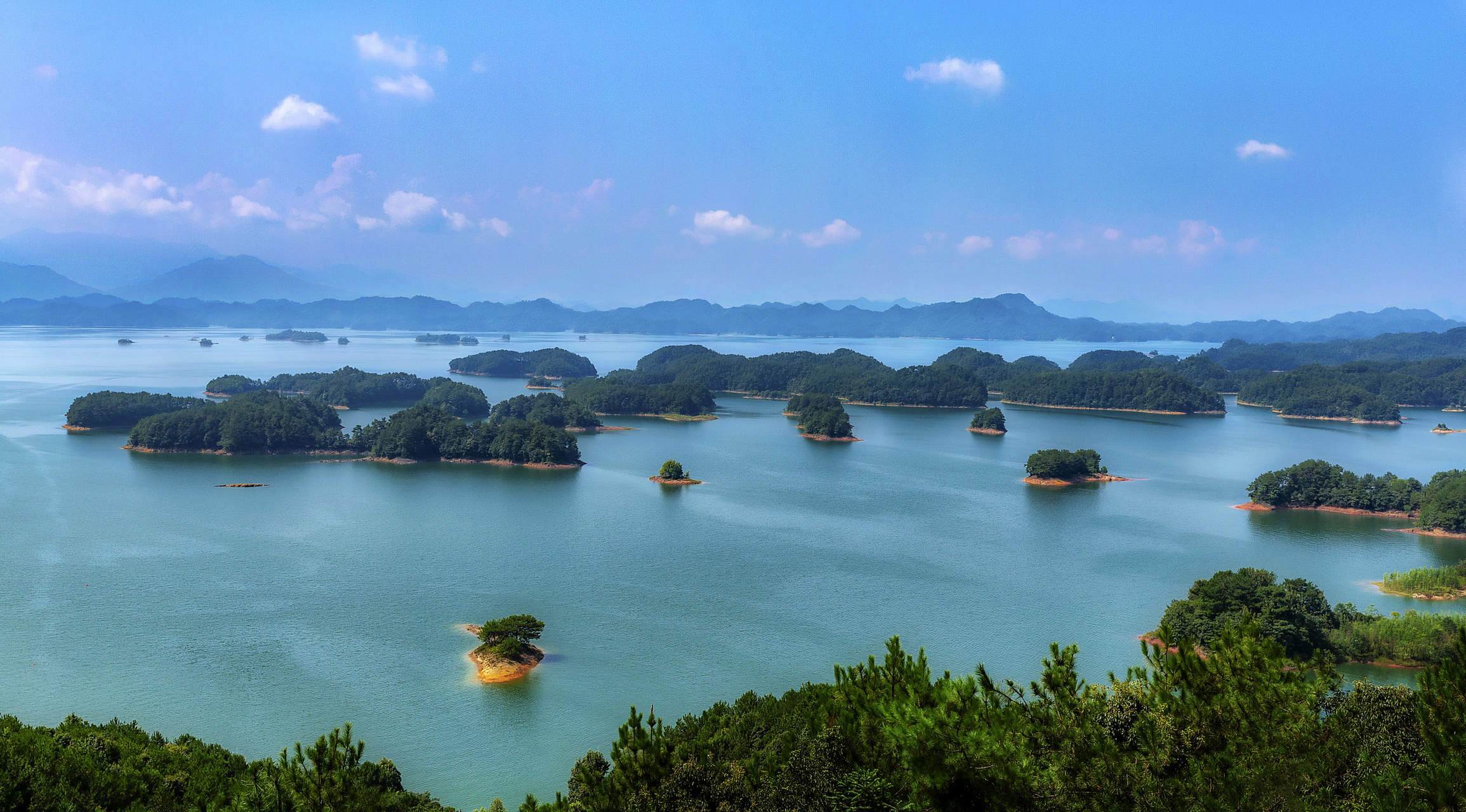 The blue-green water