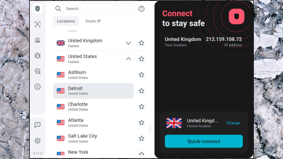 Surfshark app interface