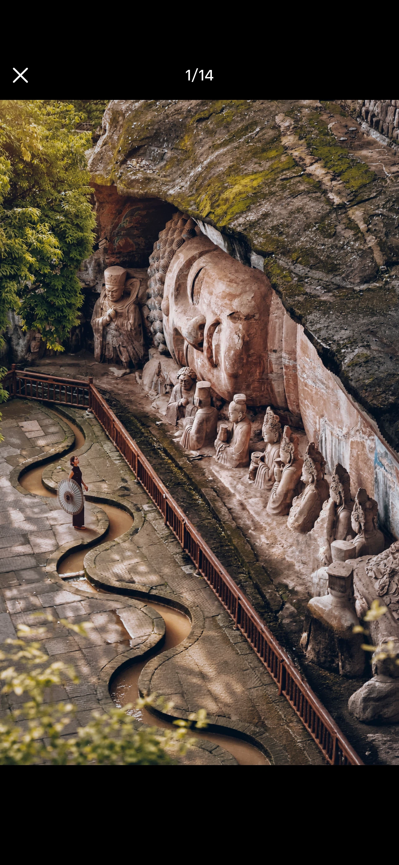 Reclining Buddha grotto at Dazu Rock Carvings