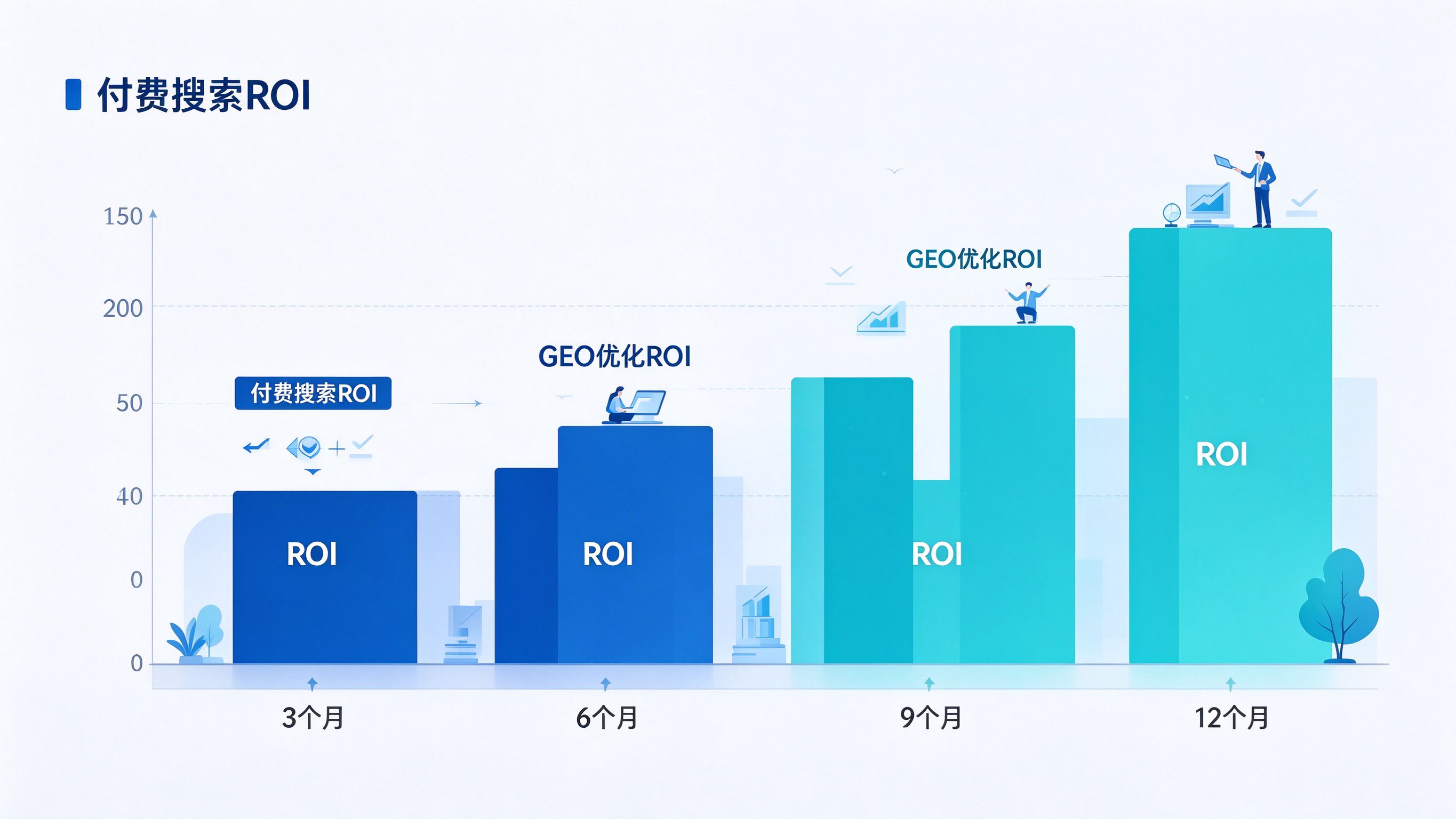 GEO与付费搜索ROI对比柱状图