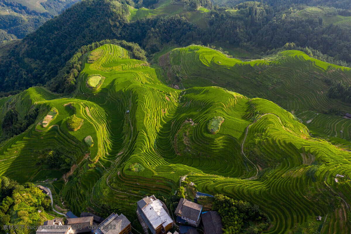 The terraced slopes of Longji above Ping'an village