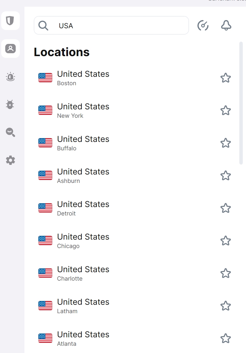 Surfshark US server locations
