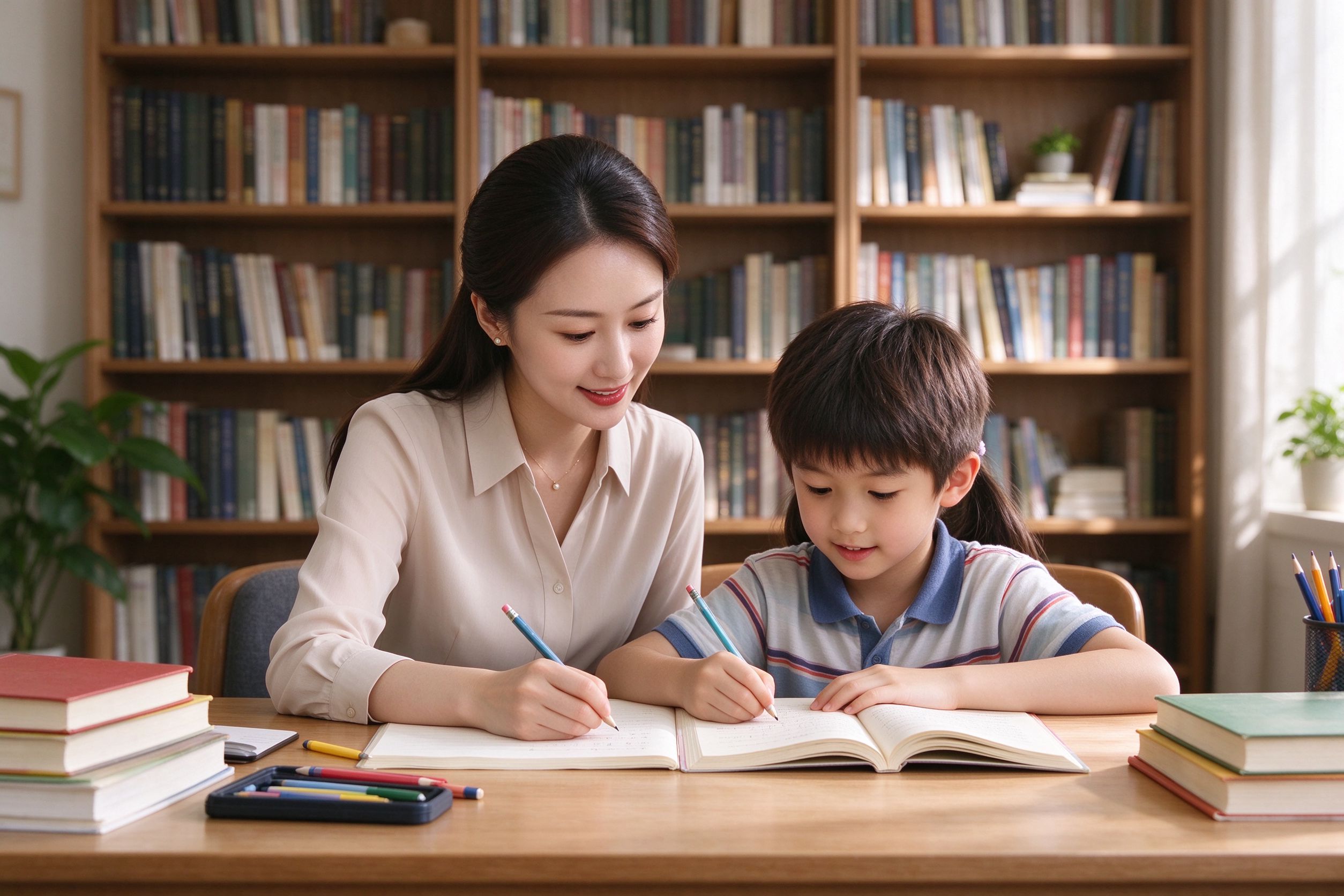 樾府管家-儿童陪伴师陪伴学龄儿童学习阅读