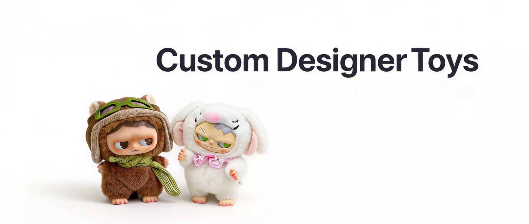 Custom designer plush toys with soft costumes and detailed faces, developed and manufactured by Guaila Toys