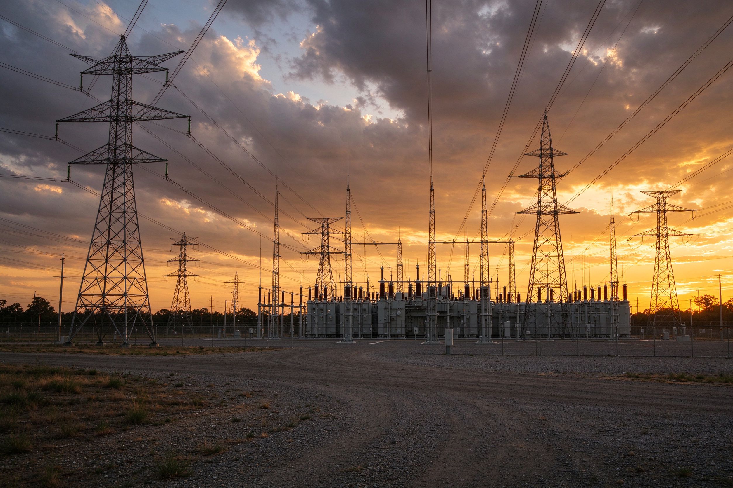 Power transmission towers and substations
