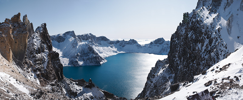 Heavenly Lake in the crater of Changbaishan volcano, Jilin, China