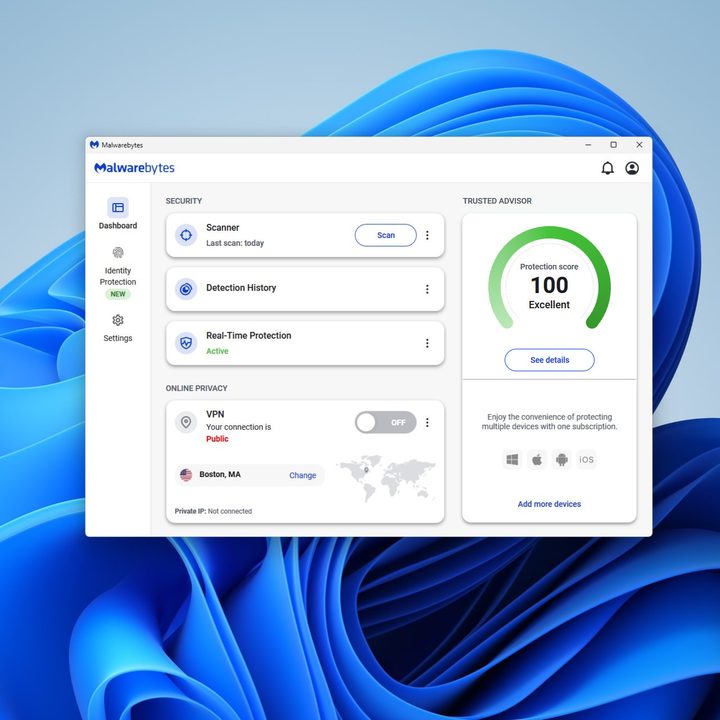 Malwarebytes dashboard