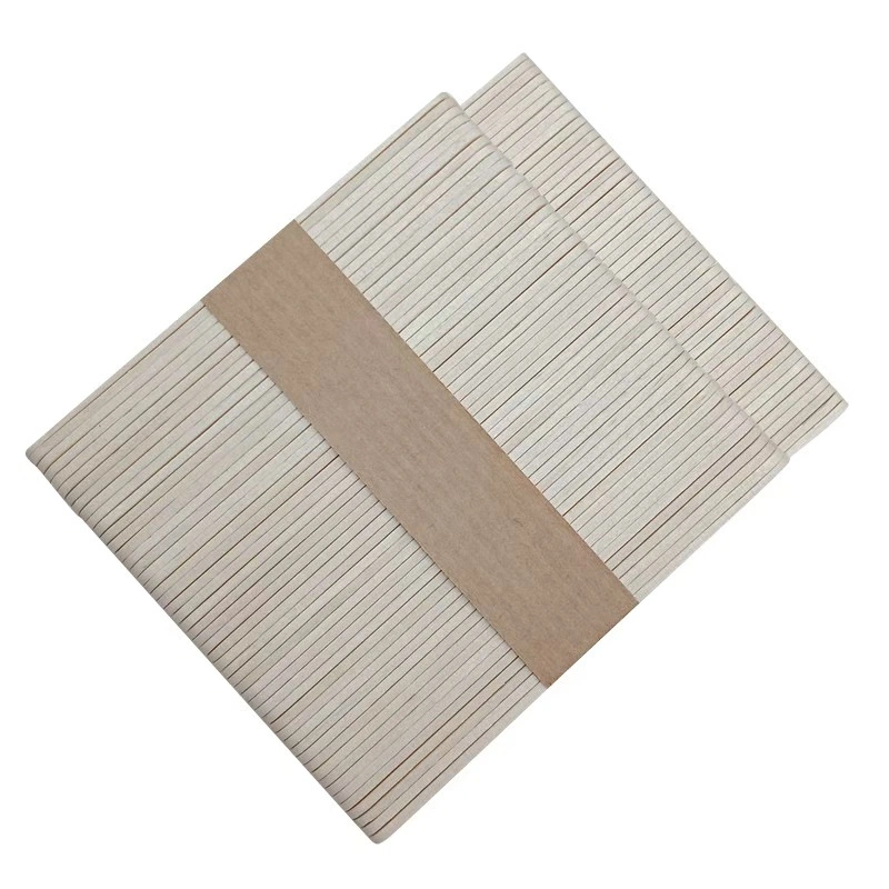 Plain birch ice cream sticks bundled with kraft tape
