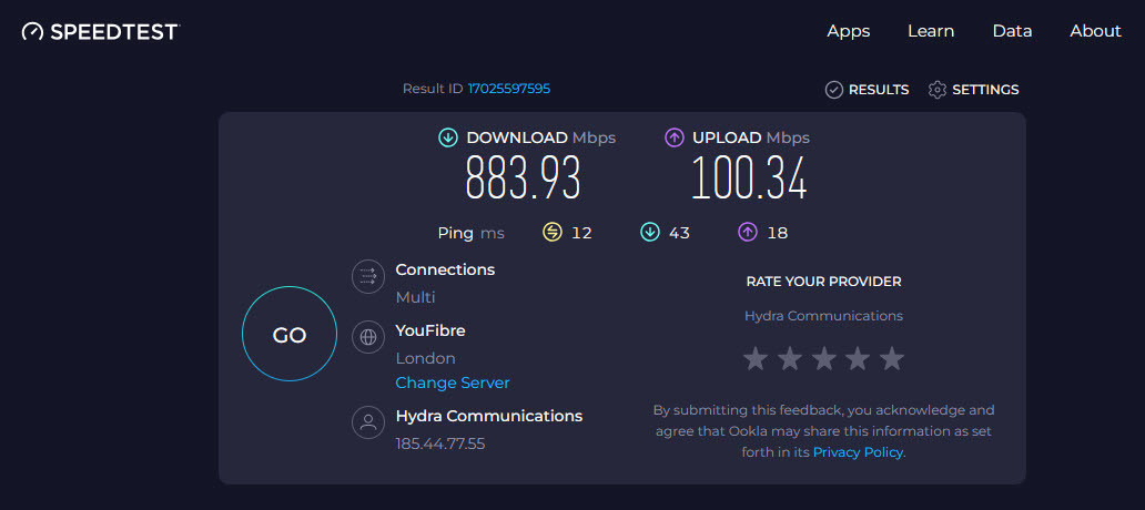 Surfshark speed test