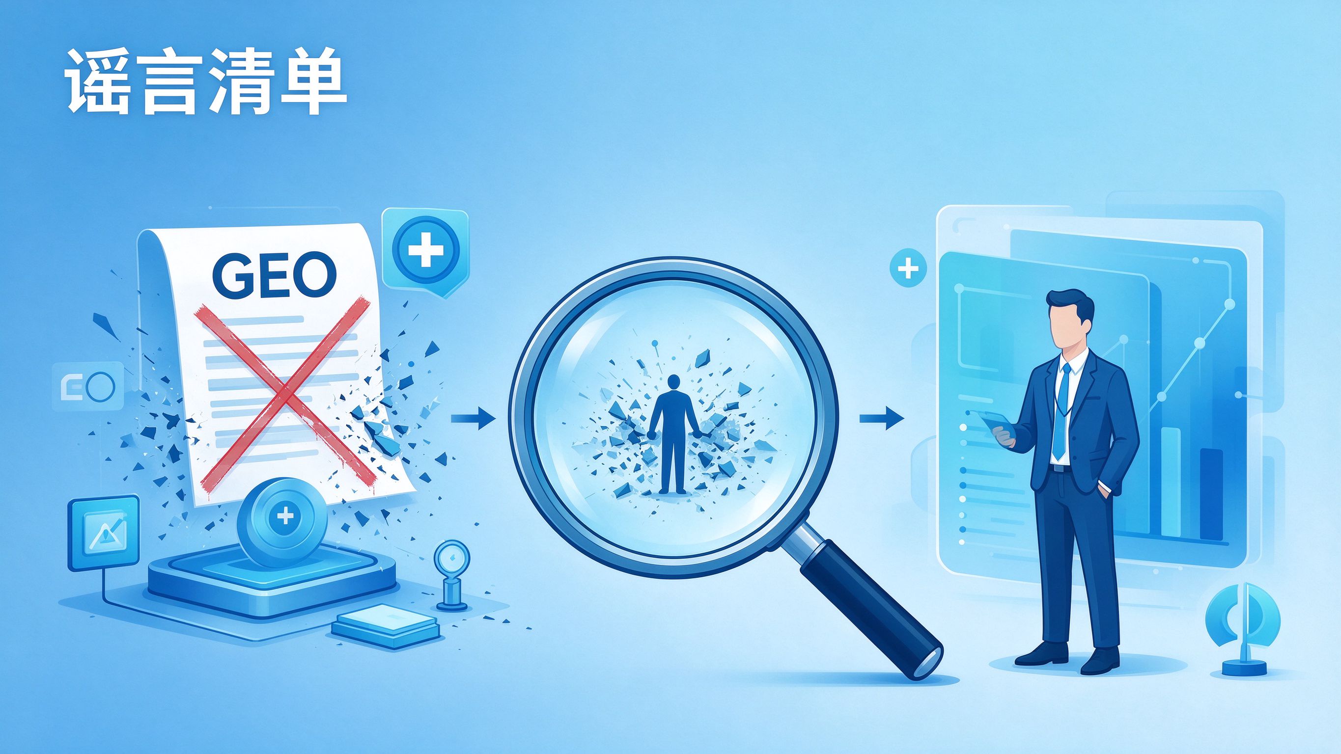 GEO优化谣言粉碎概念图
