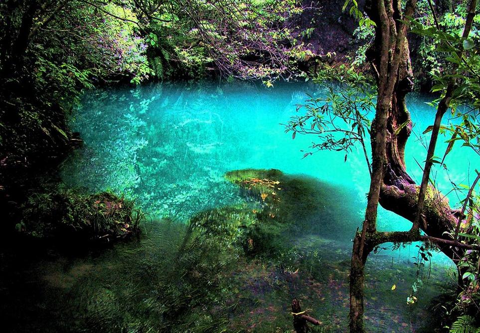 The sapphire Dragon Pool of Tiexi Gorge near Zhenyuan