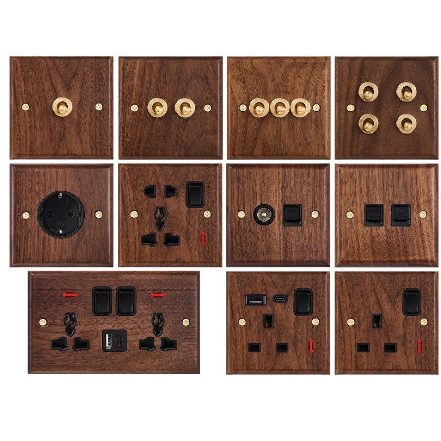 Walnut wood toggle switch series